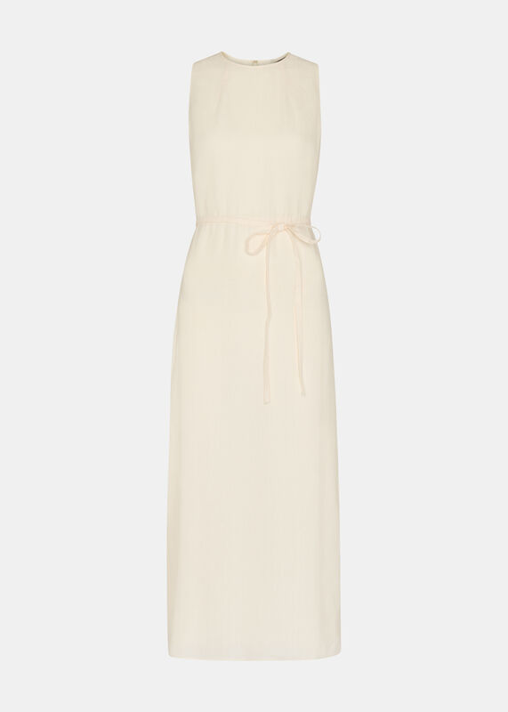 Linen Blend Cut Out Back Dress