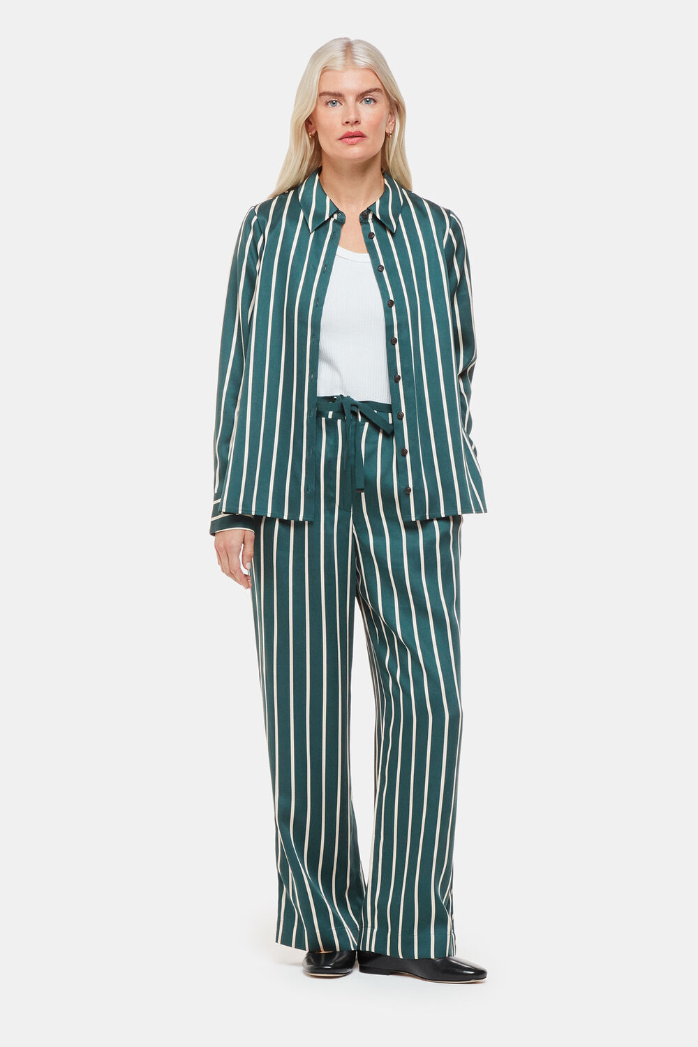 Green Petite Alex Stripe Trouser