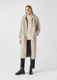 Erika Shearling Coat Ivory/Multi