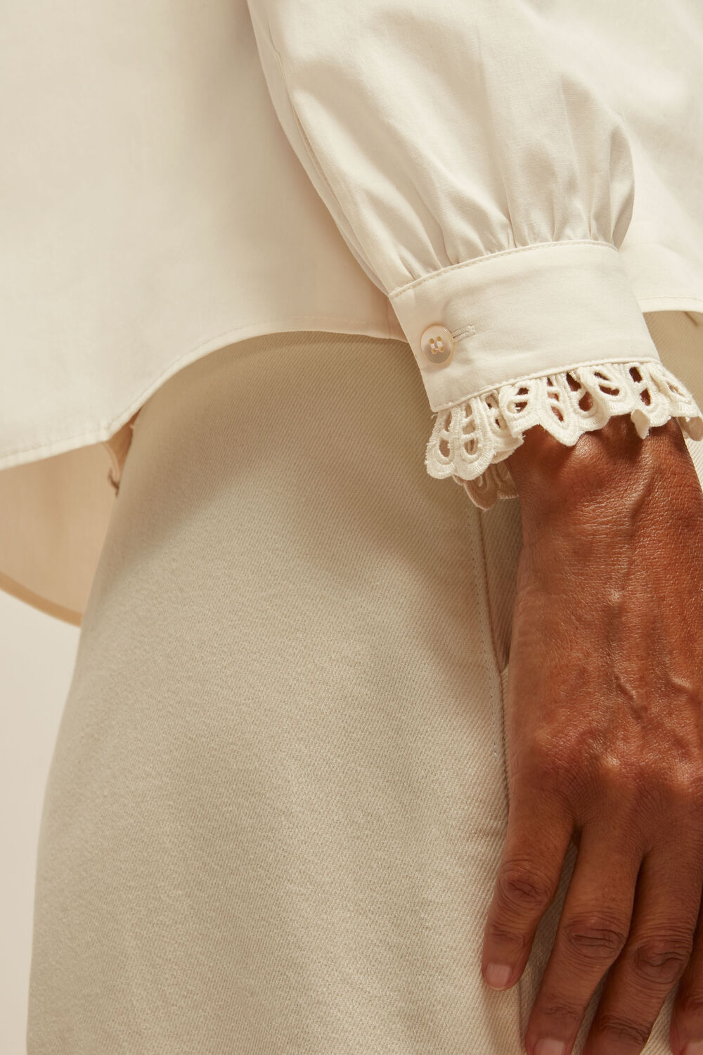 Lace Collared Cotton Blouse