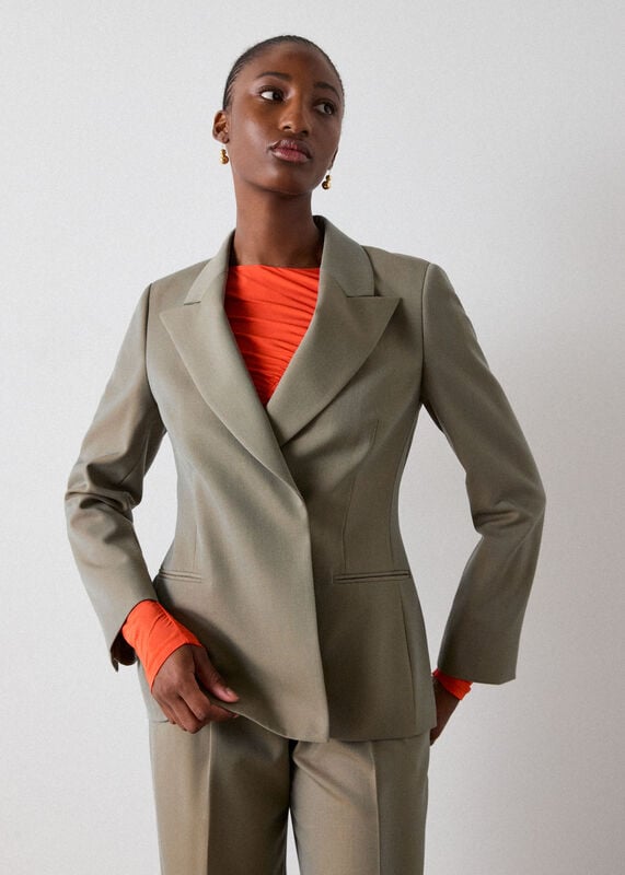 Dark Green Double Breasted Blazer