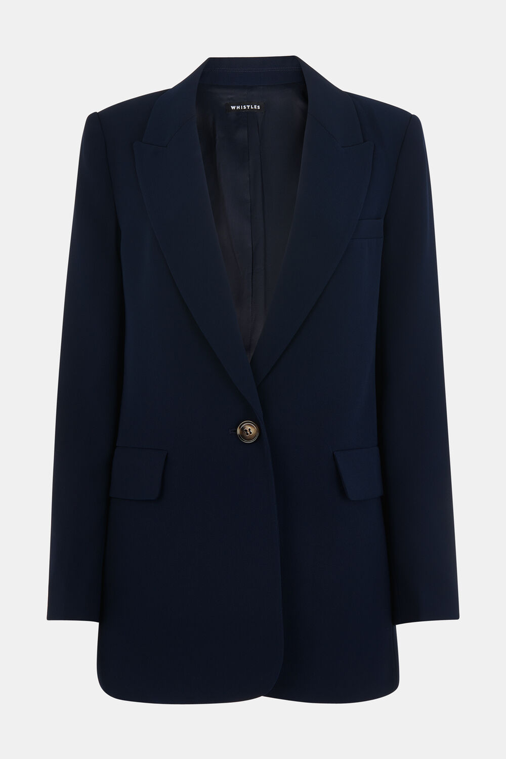 Navy Petite Crepe Boyfriend Blazer