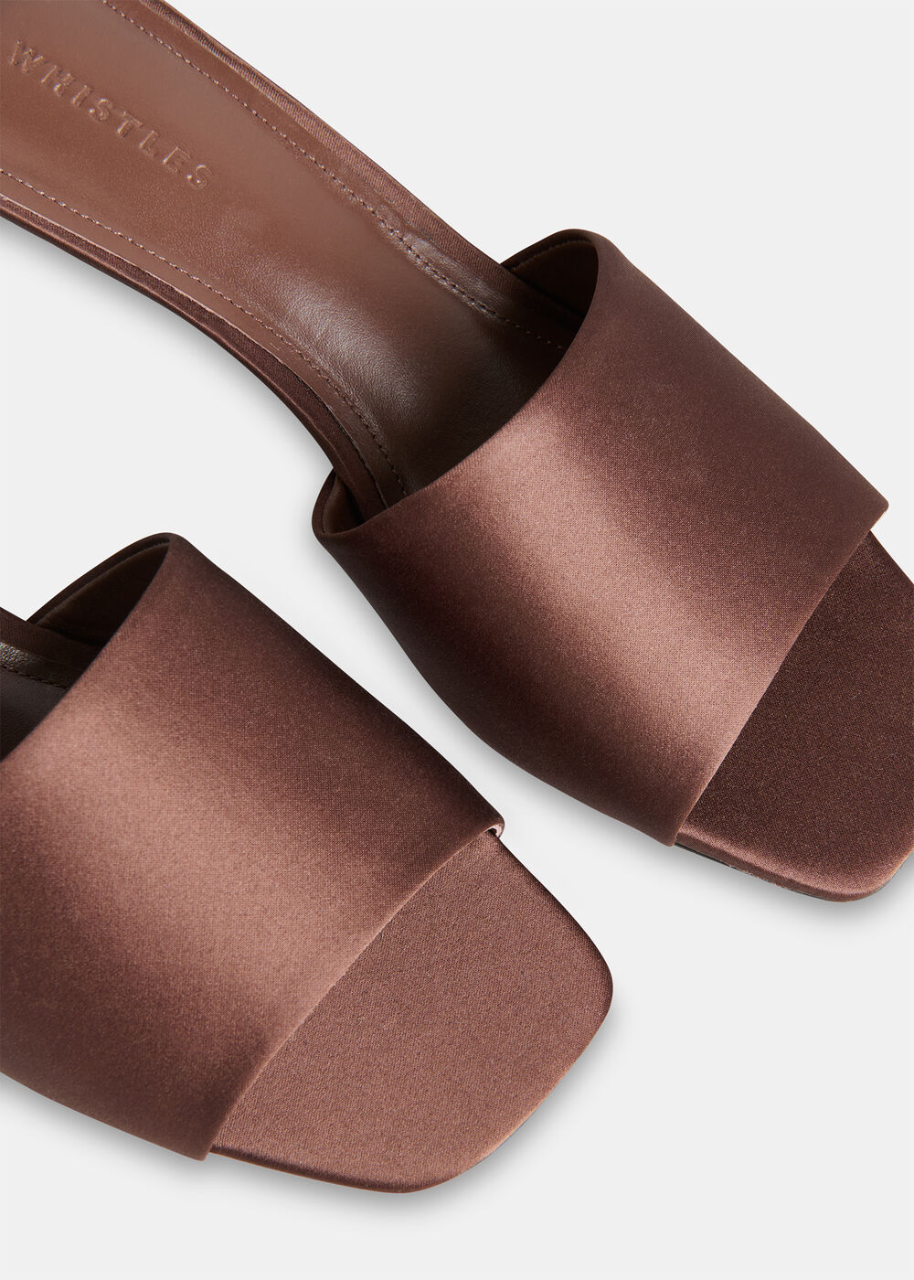 Satin Slip On Heeled Mule