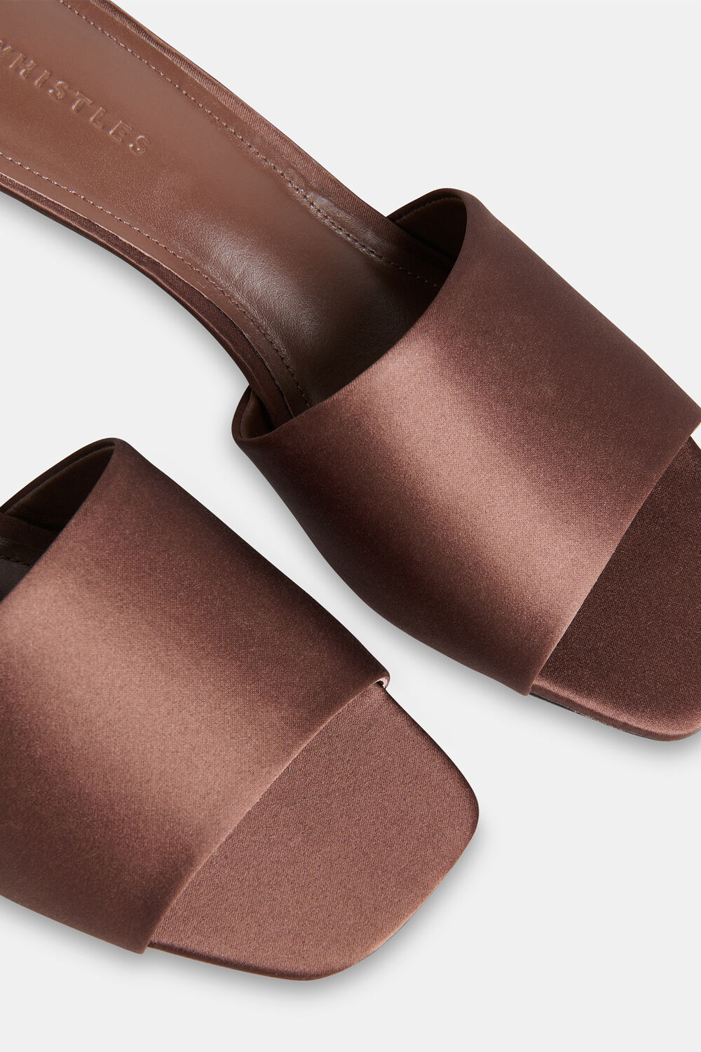 Satin Slip On Heeled Mule
