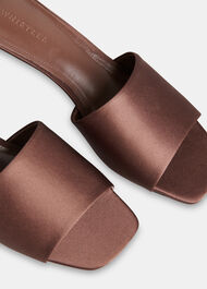 Satin Slip On Heeled Mule