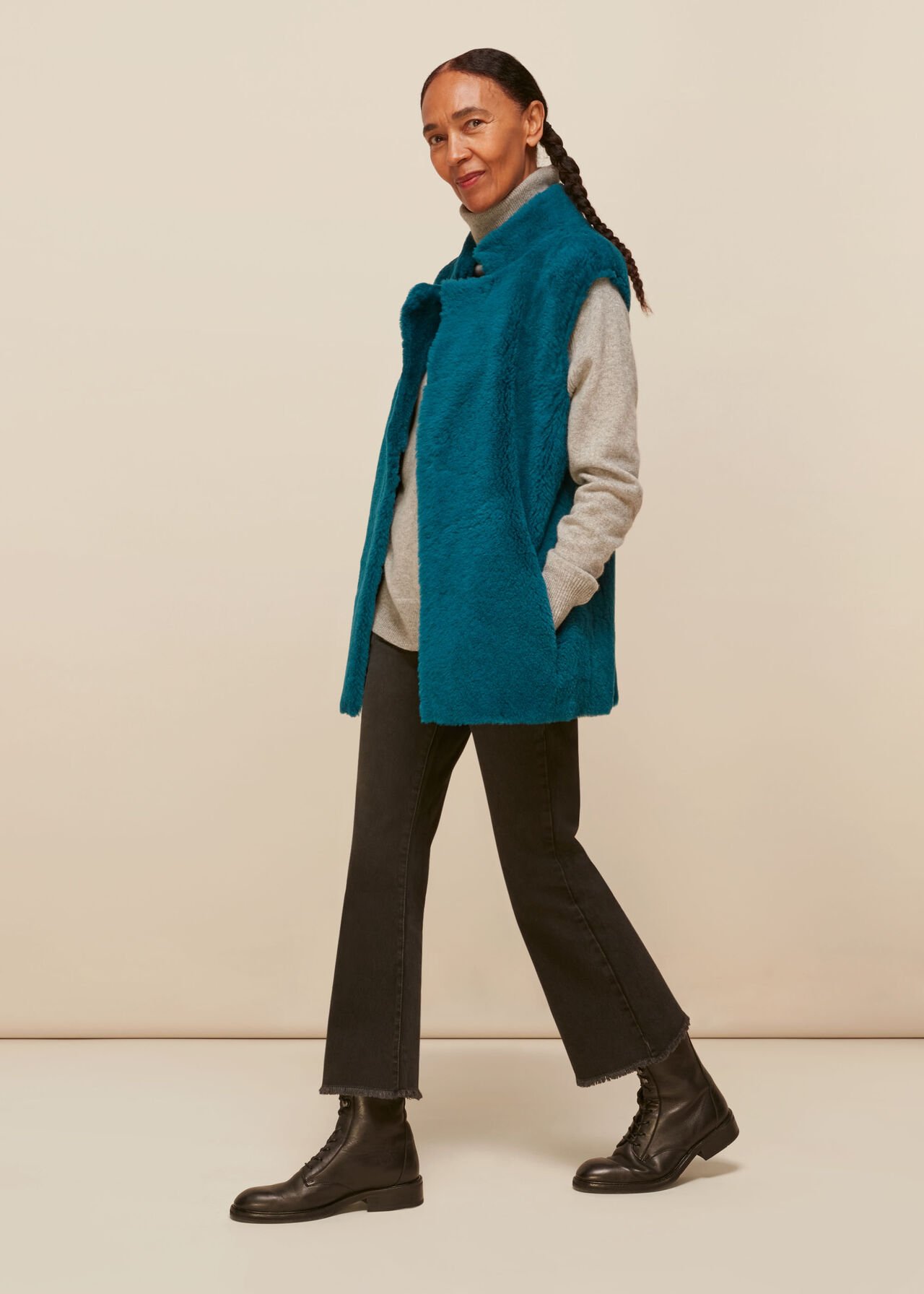 Meri Long Sheepskin Gilet