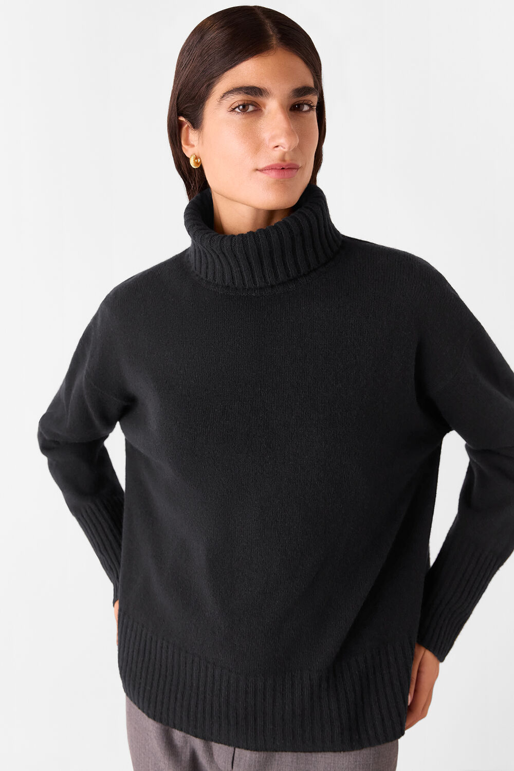Wool Split Back Roll Neck