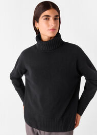 Wool Split Back Roll Neck