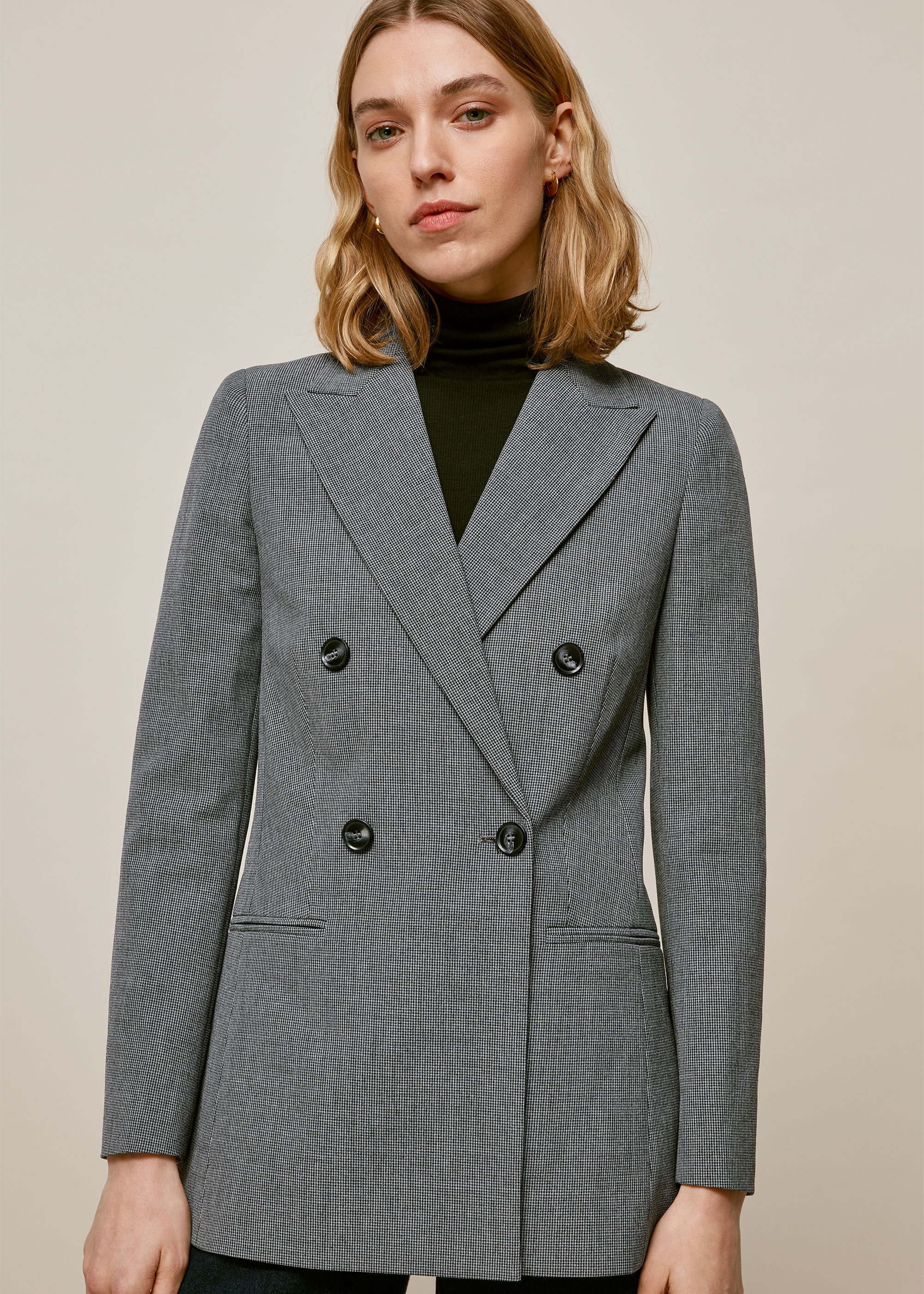 Grey Multi Aliza Double Breasted Jacket WHISTLES Whistles UK