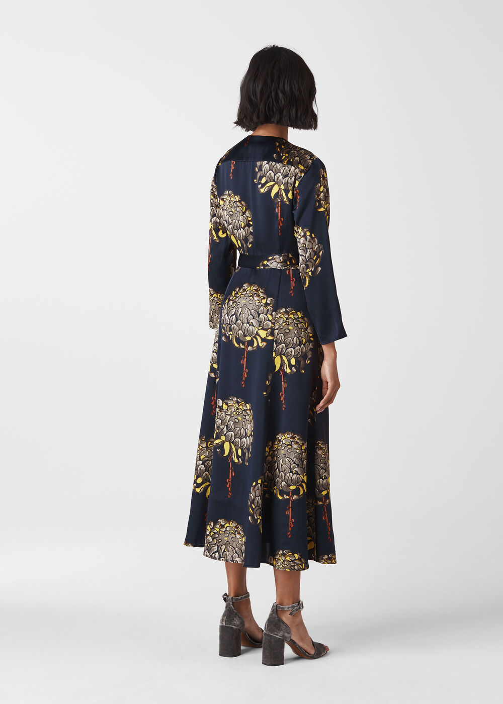 Gabrielle Silk Wrap Dress Navy/Multi
