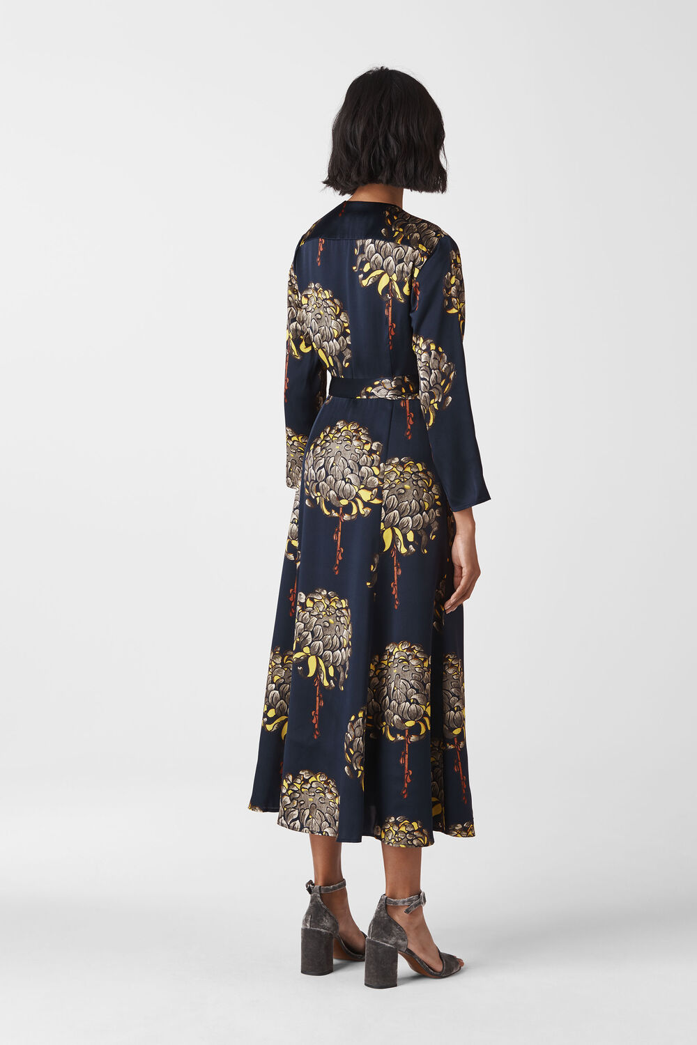 Gabrielle Silk Wrap Dress Navy/Multi