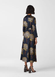 Gabrielle Silk Wrap Dress Navy/Multi