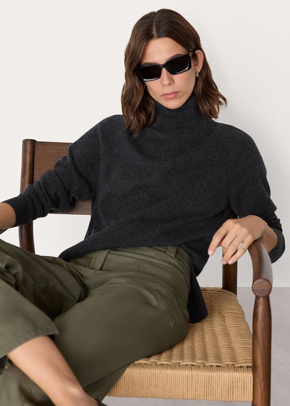 Dark Grey Cashmere Roll Neck