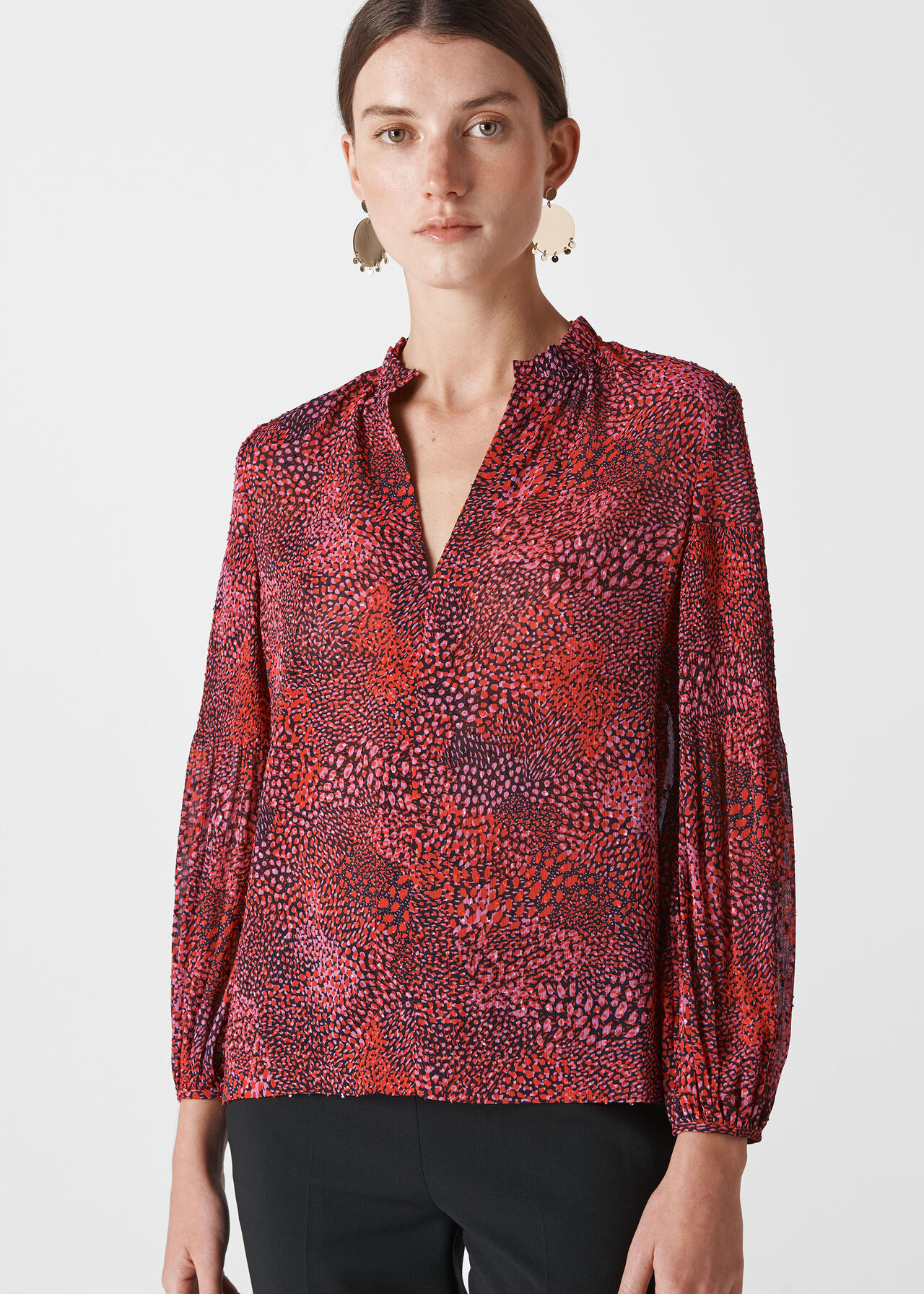 Pink Multi Abstract Animal Print Blouse Whistles Whistles
