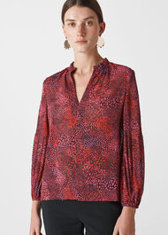 Abstract Animal Print Blouse Pink/Multi