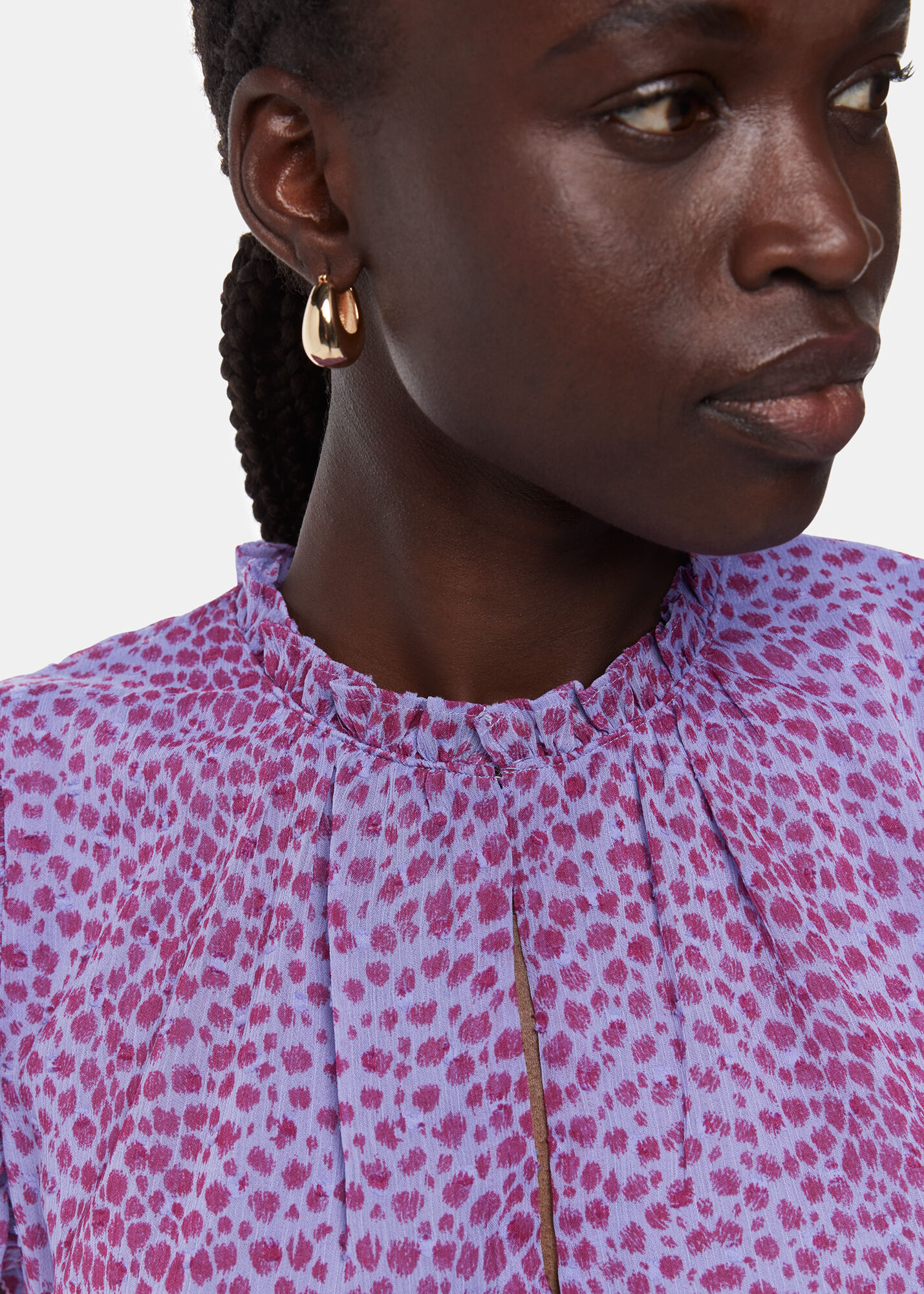 Purple/Multi Sketched Cheetah Frill Top | WHISTLES