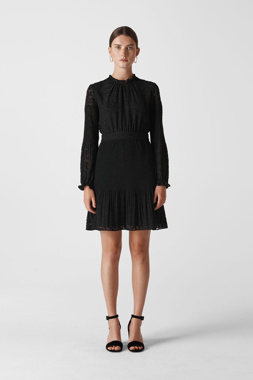 Animal Devore Pleated Dress Black