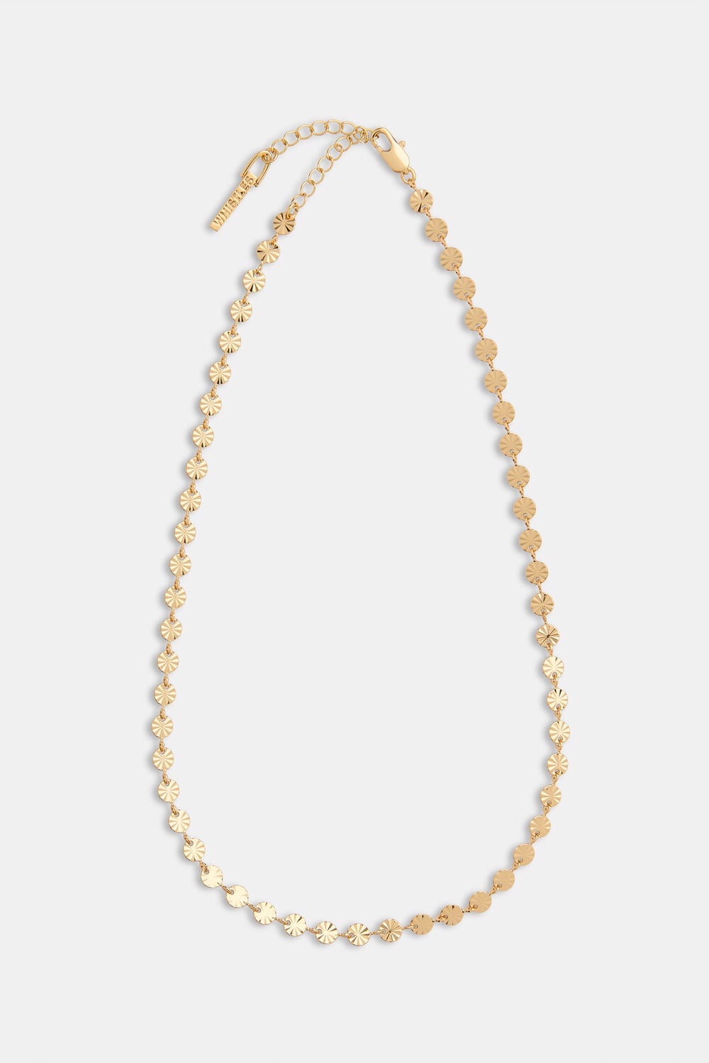 Gold Textured Circle Chain Necklace
