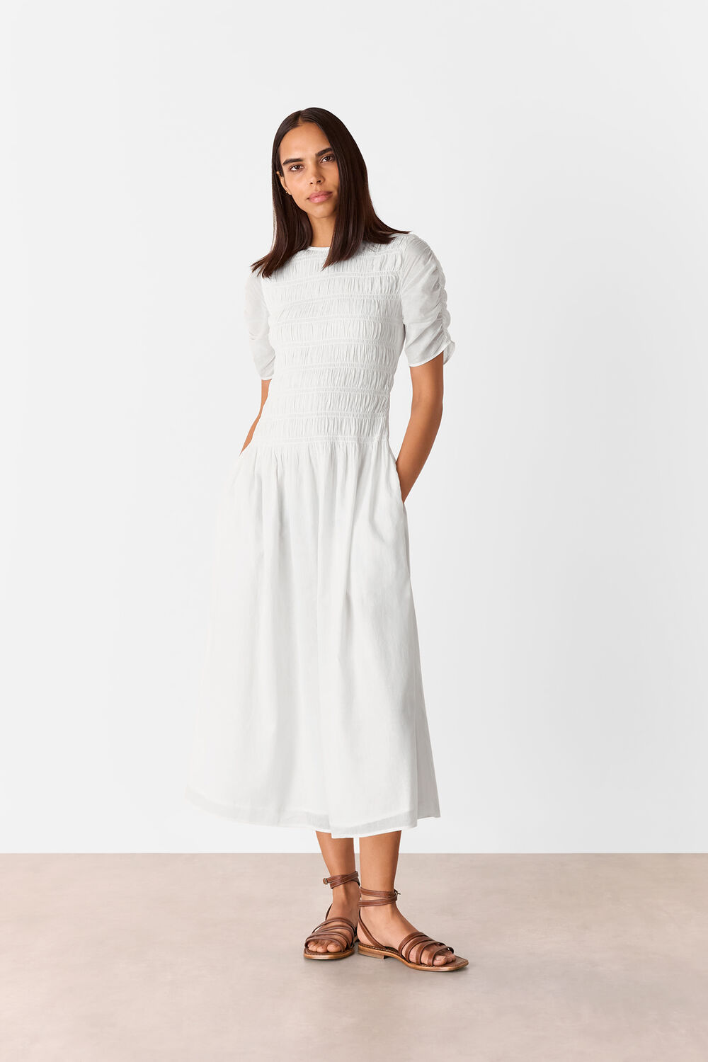 White Smocked Avery Dress
