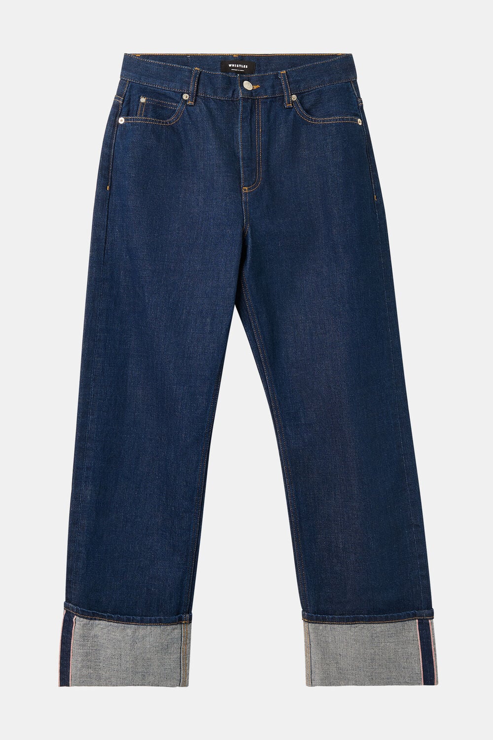 Dark Denim Selvedge Turn Up Detail Jean
