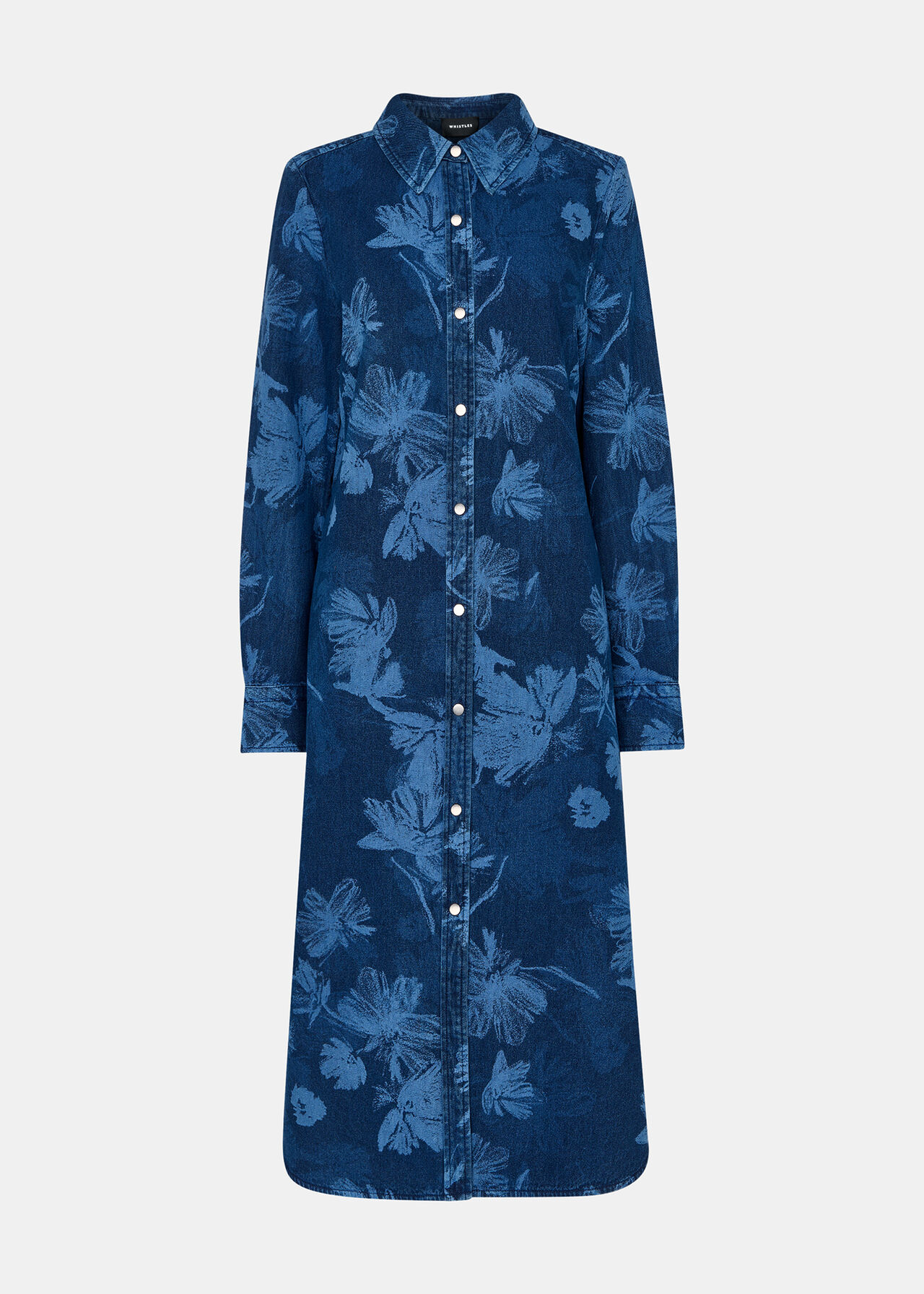 Chalk Print Denim Shirt Dress