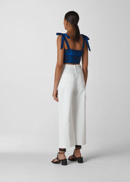 Check Tie Linen Bralette Blue/Multi