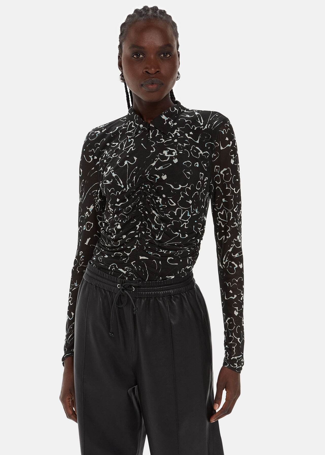 Scribble Bouquet Ruched Top