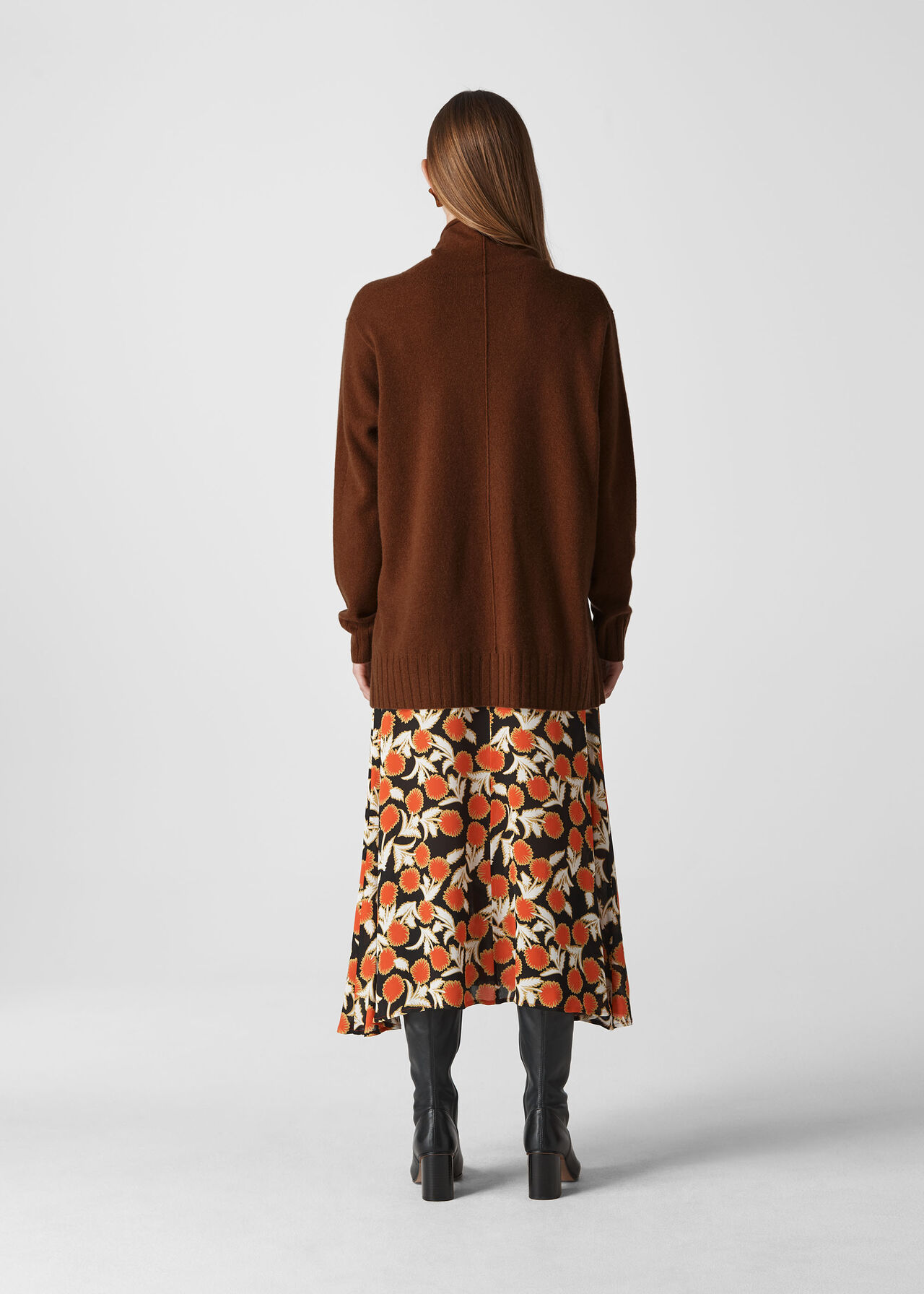 Cashmere Funnel Neck Sweater Camel