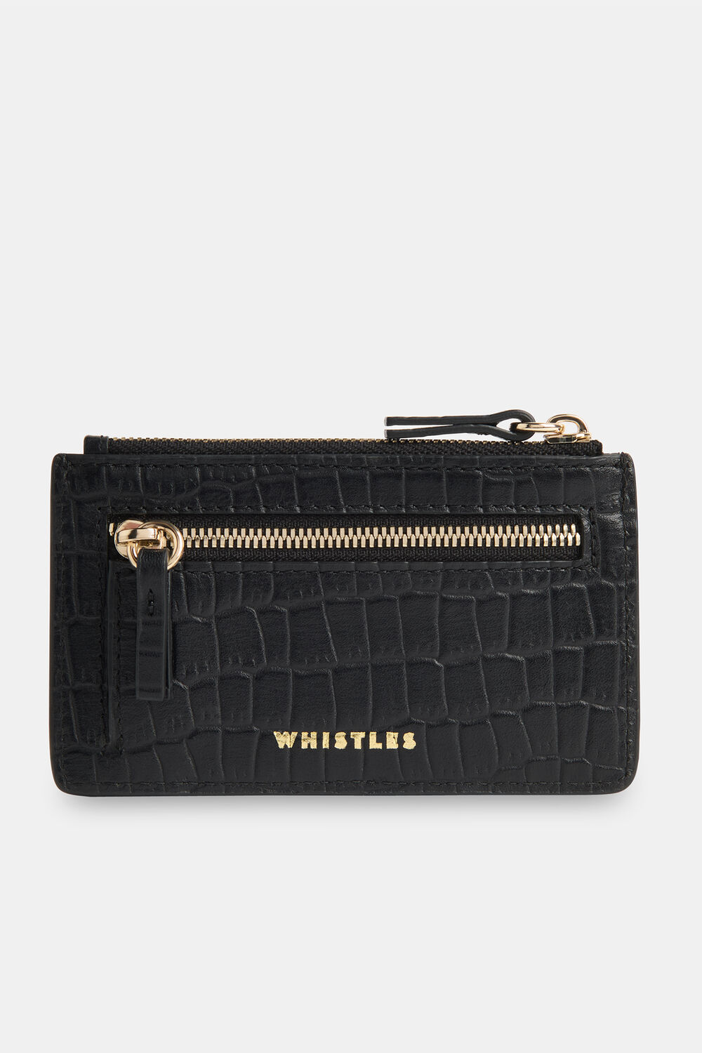 Black Croc Zip Top Card Holder Purse