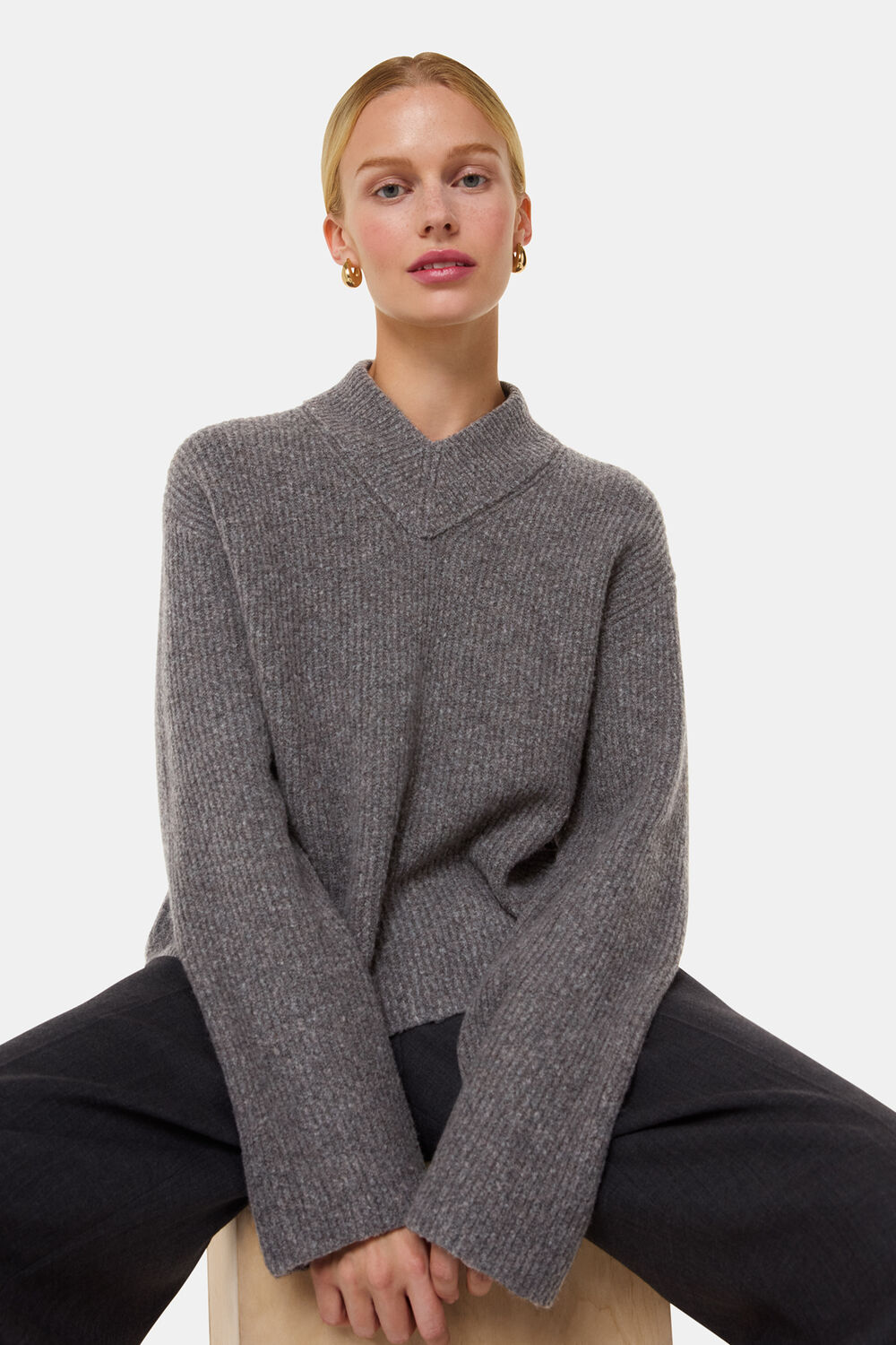 V Neck Wool Mix Knit