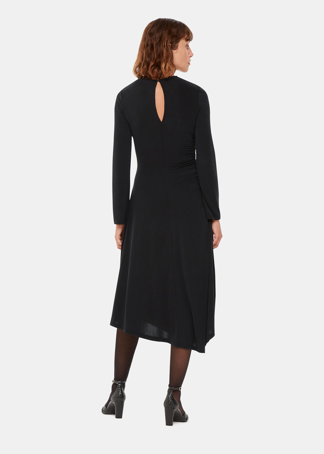 Asymmetric Jersey Midi Dress