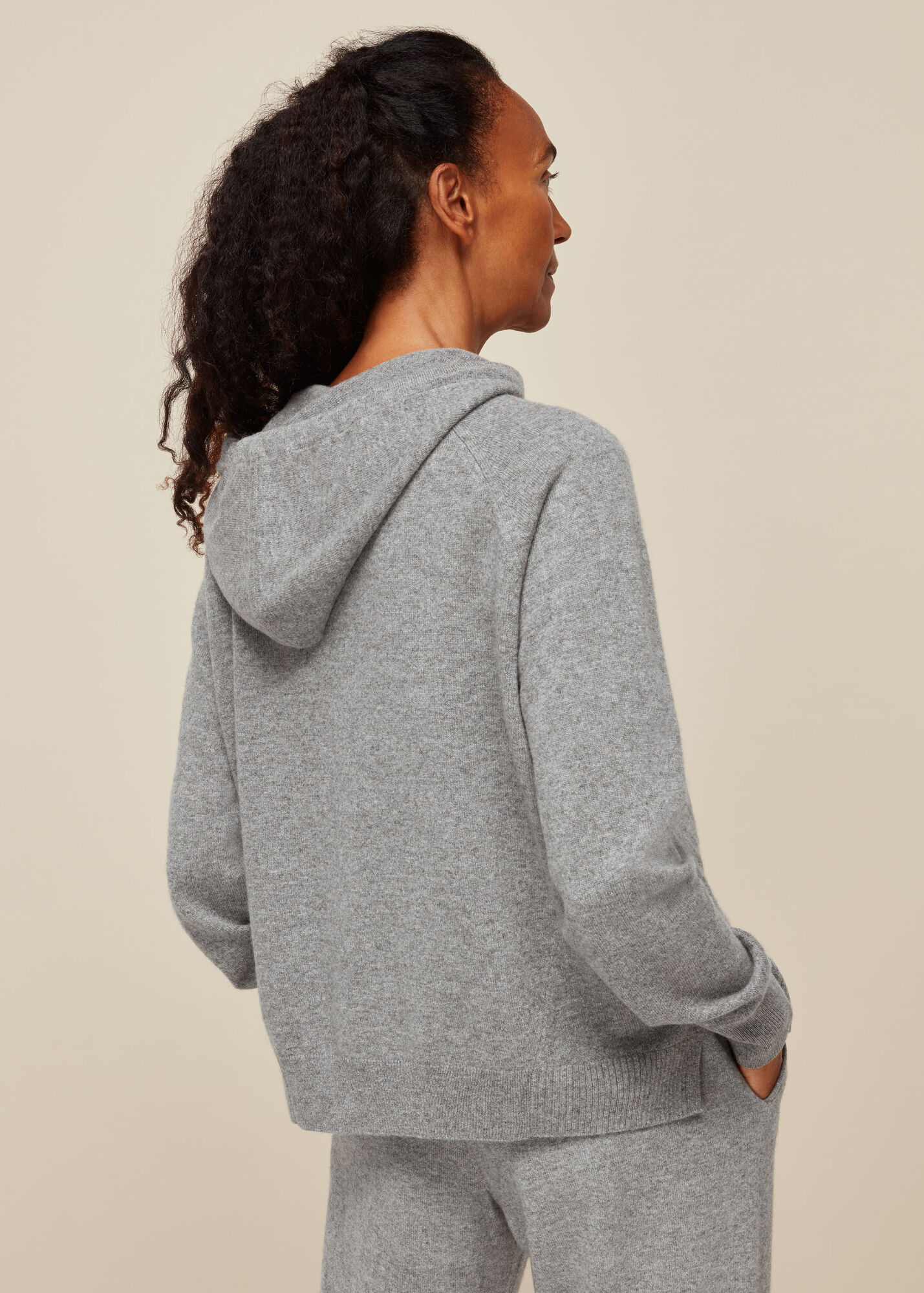 Grey Marl Cashmere Hooded Knit | WHISTLES