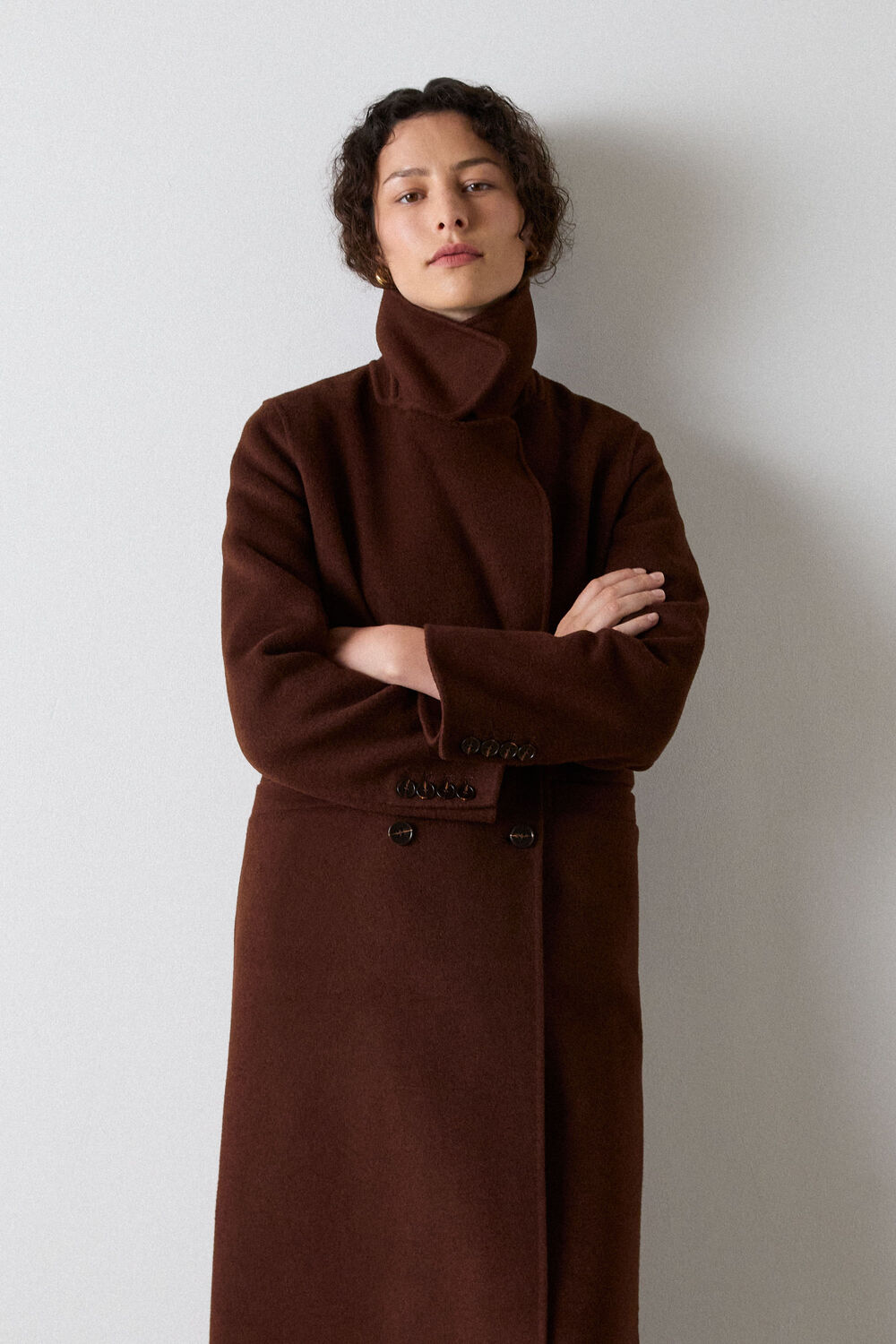 Brown Relaxed Double Faced Coat