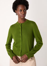 Fine Gauge Crew Neck Cardigan