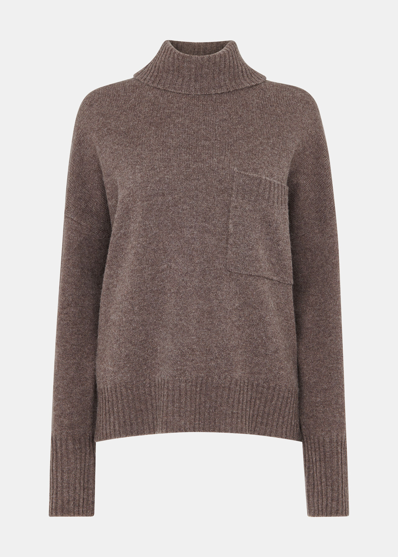 Wool Roll Neck Pocket Sweater