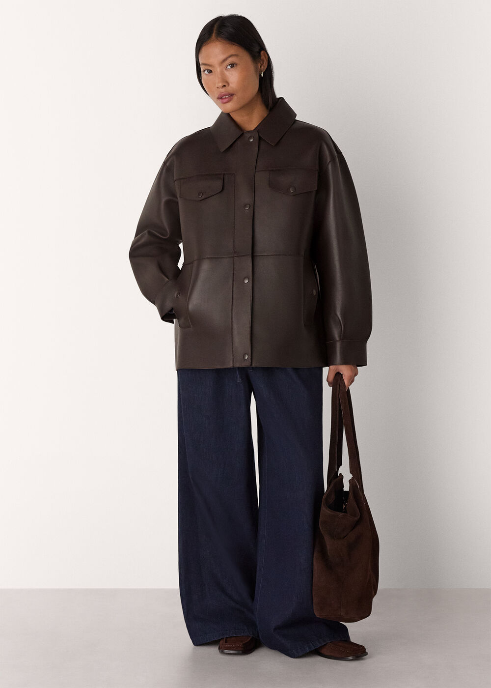 Petite Clean Bonded Leather Jacket