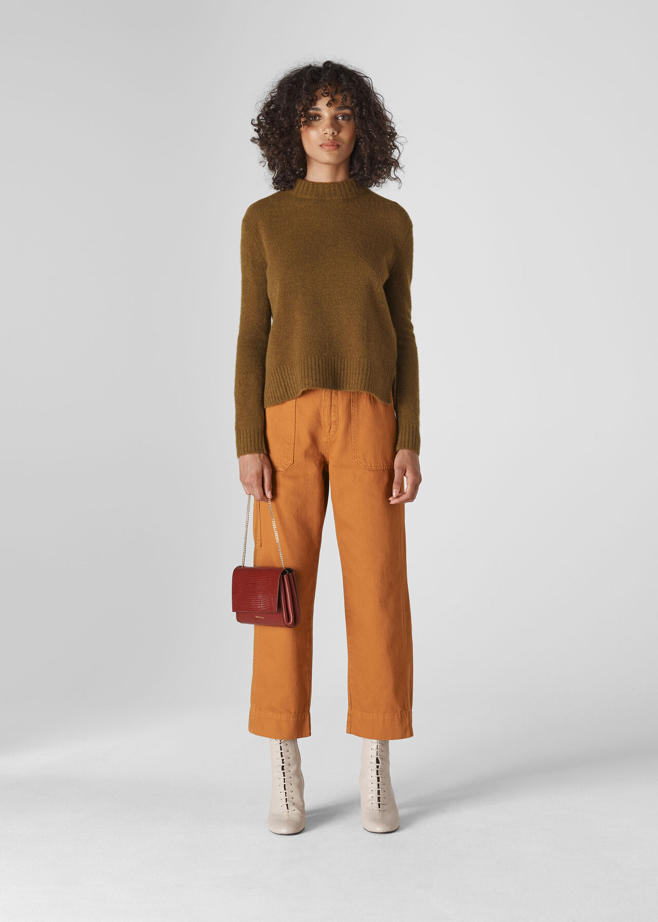Ribbed Neck Knit Olive