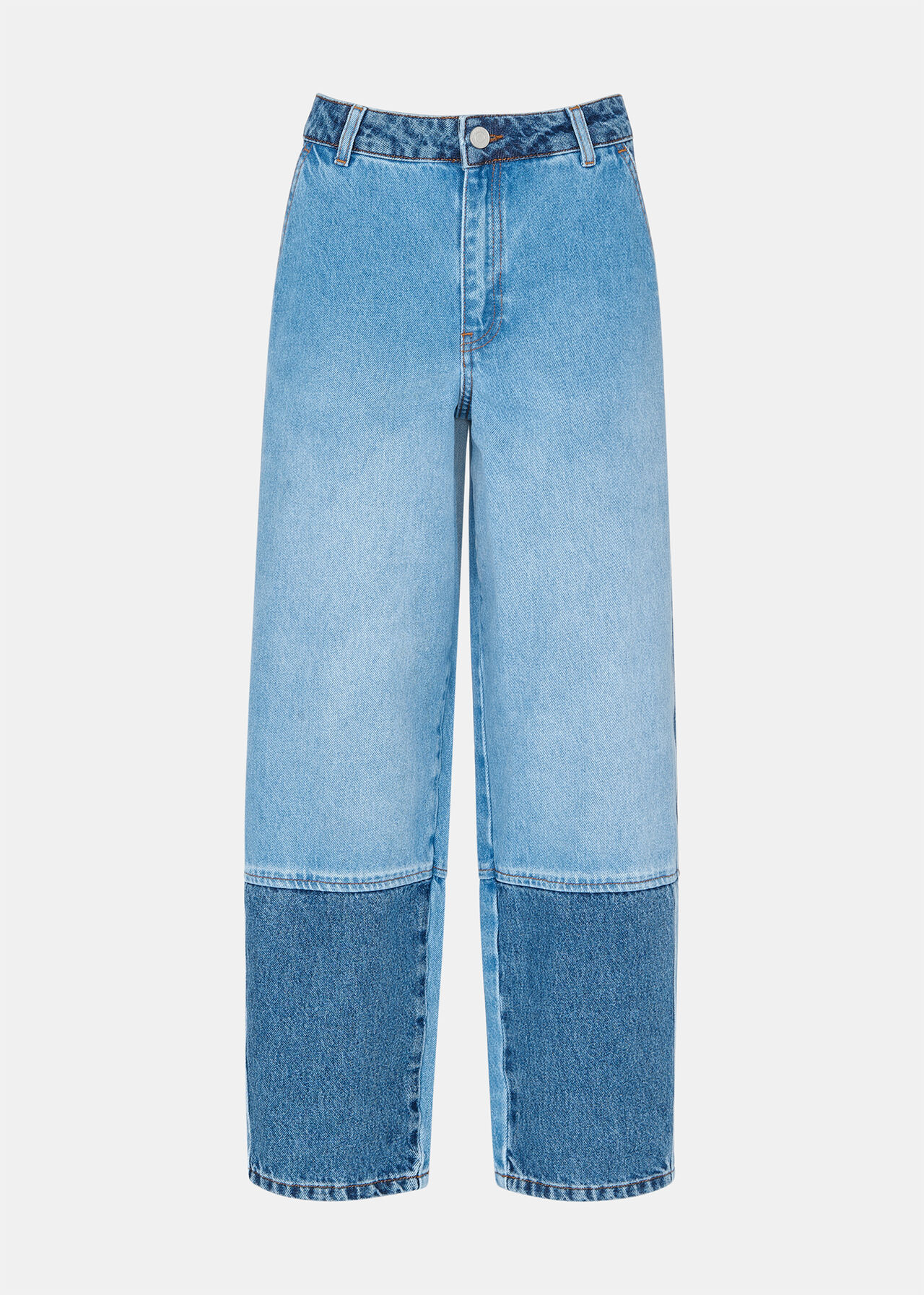 Patchwork Barrel Leg Jean