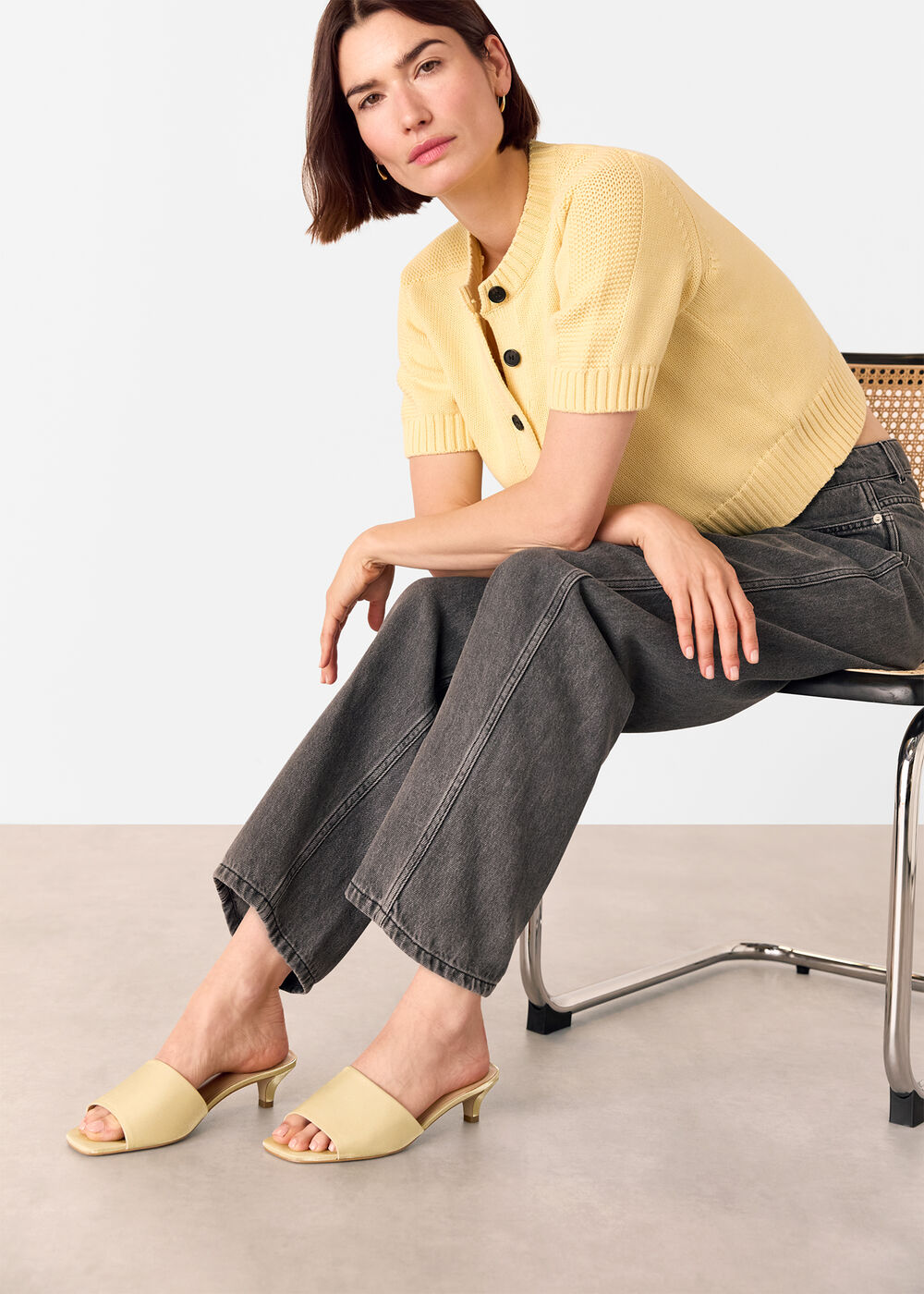 Satin Slip On Heeled Mule