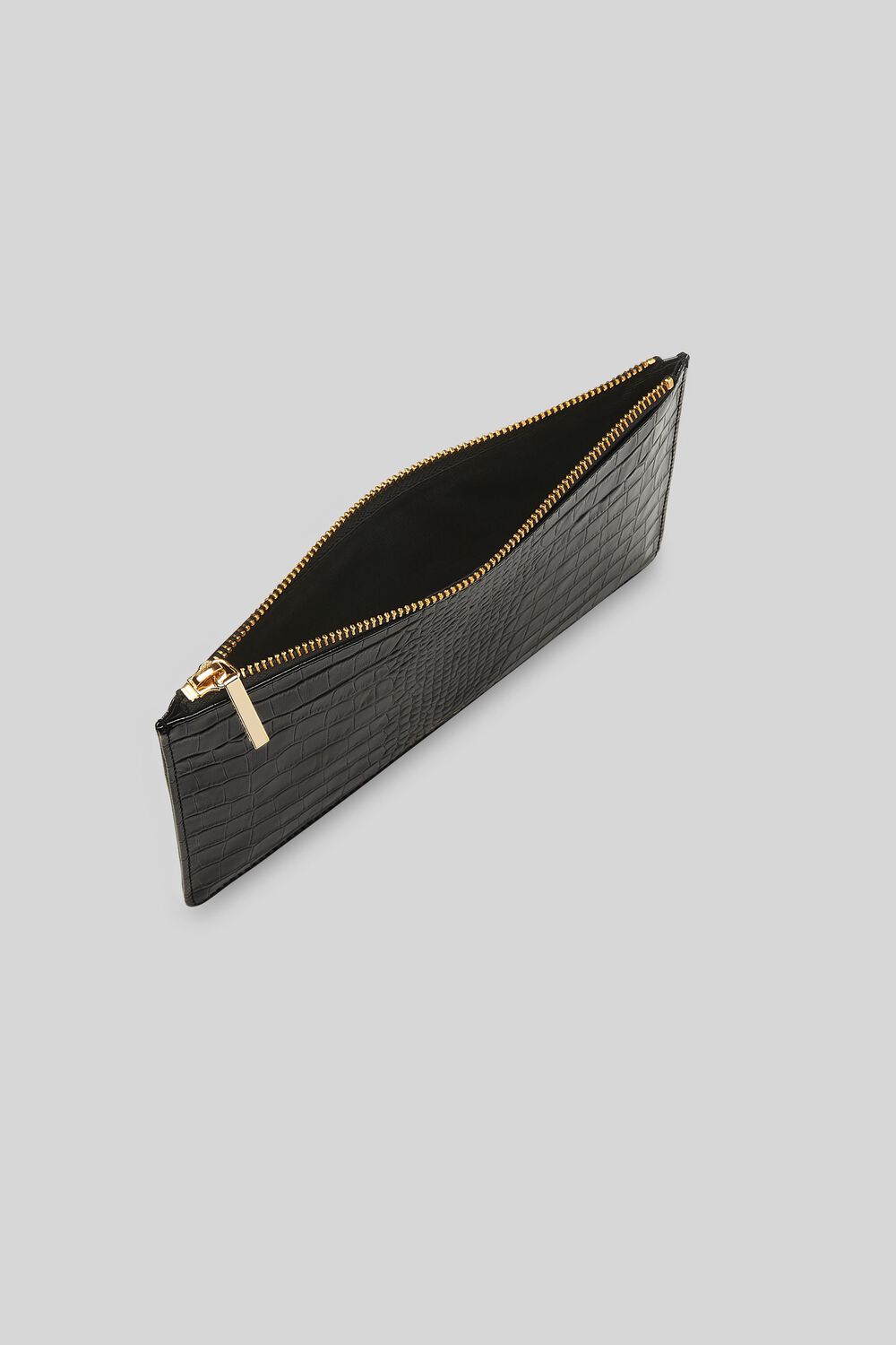 Shiny Croc Small Clutch Black