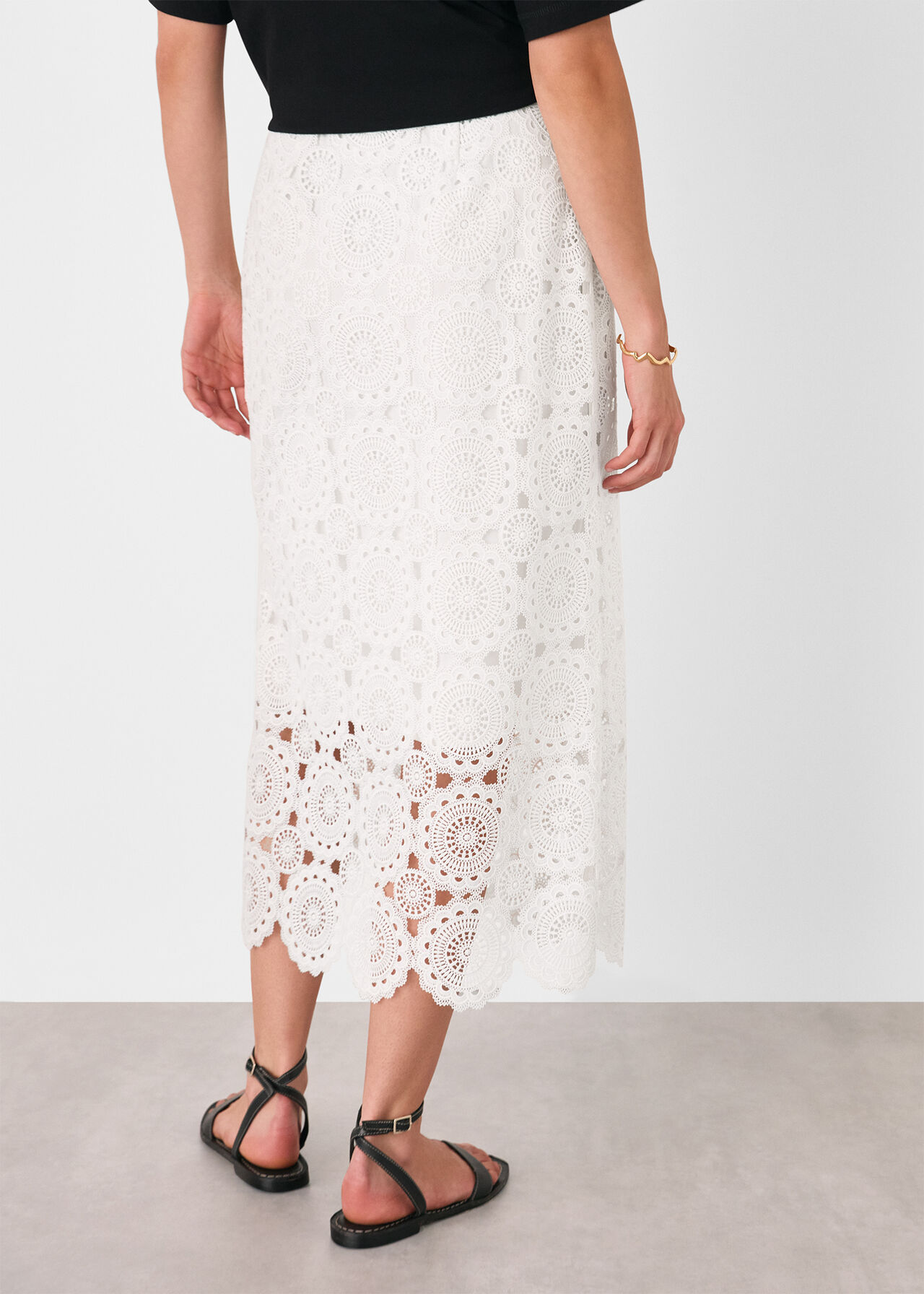 Lace Column Midi Skirt