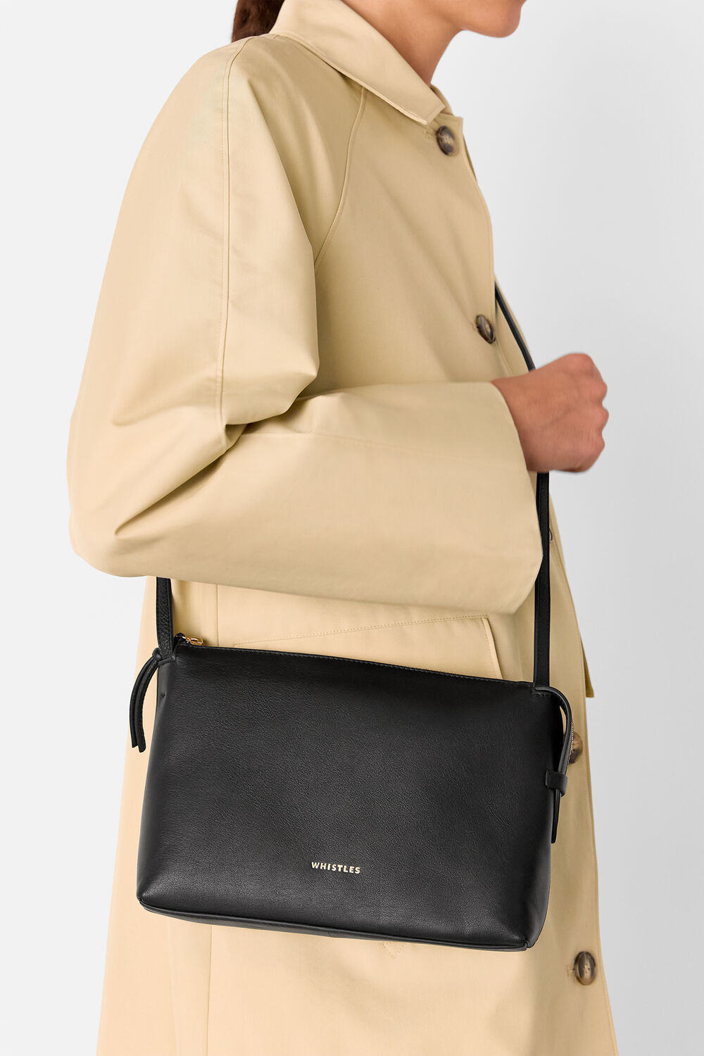 Black Kaia Zip Top Crossbody Bag