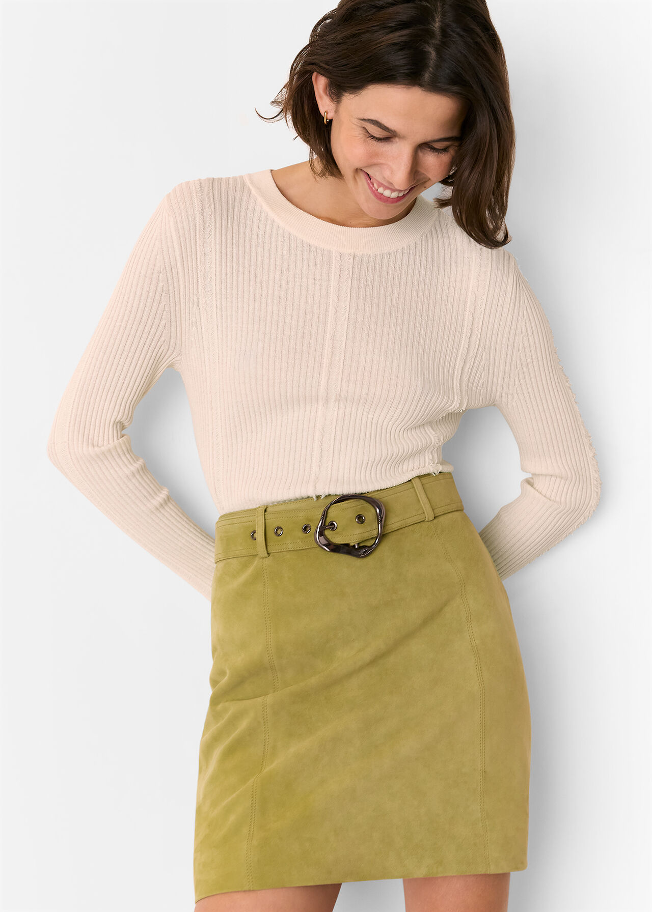 Suede Belted Mini Skirt