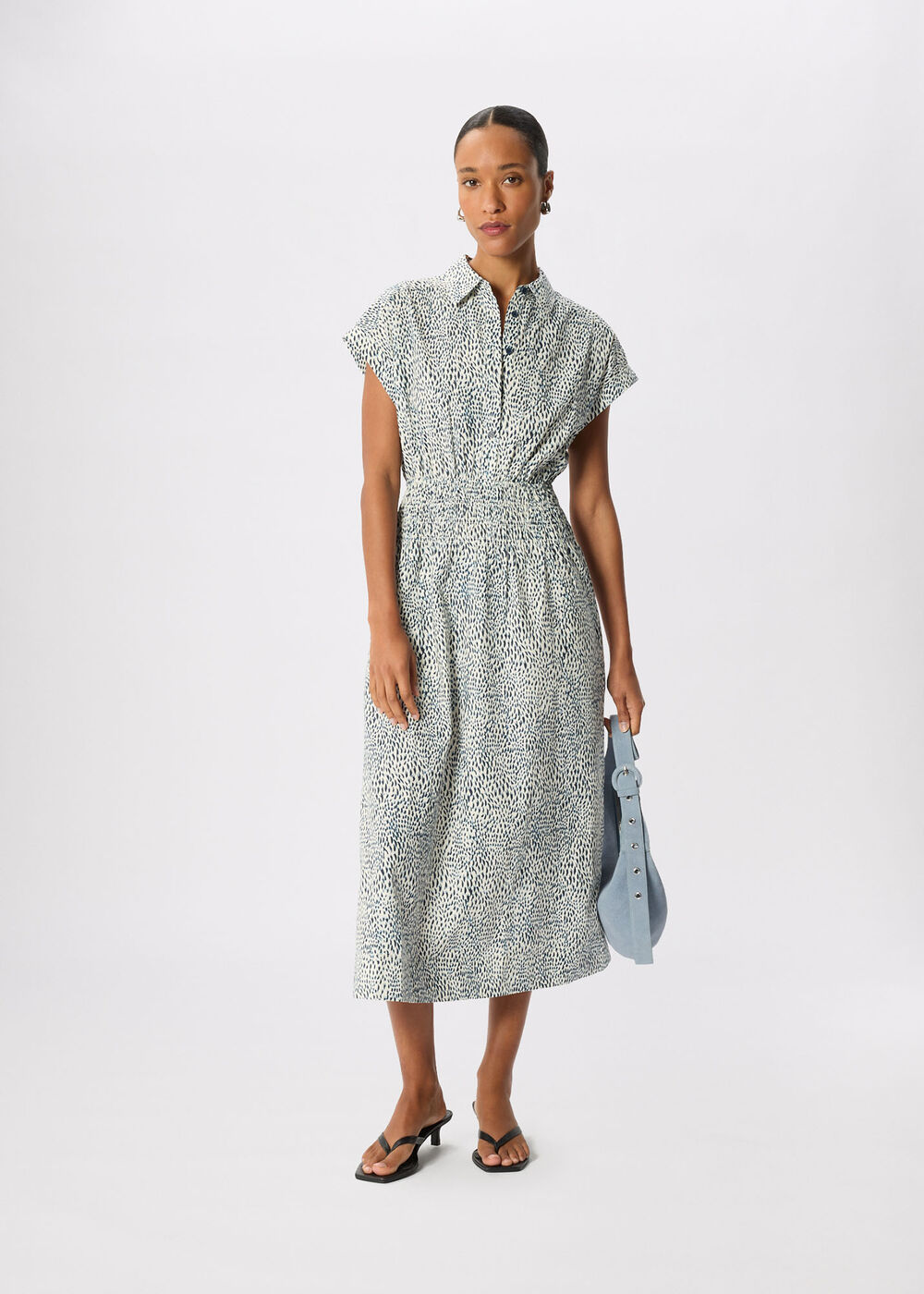 Petite Flecked Animal Collared Dress