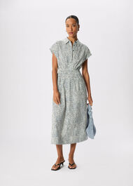Petite Flecked Animal Collared Dress