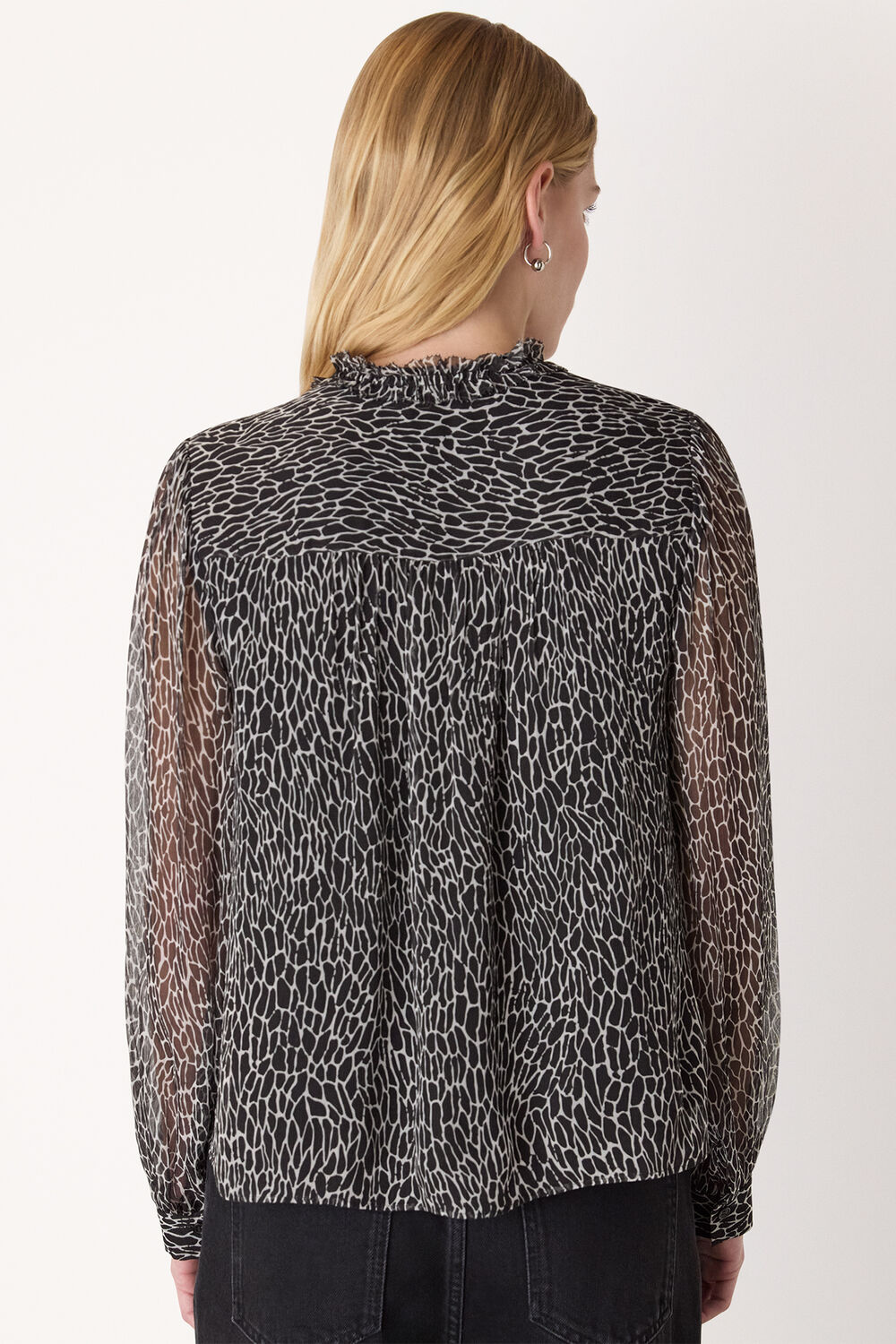 Black Dragonfly Long Sleeve Blouse