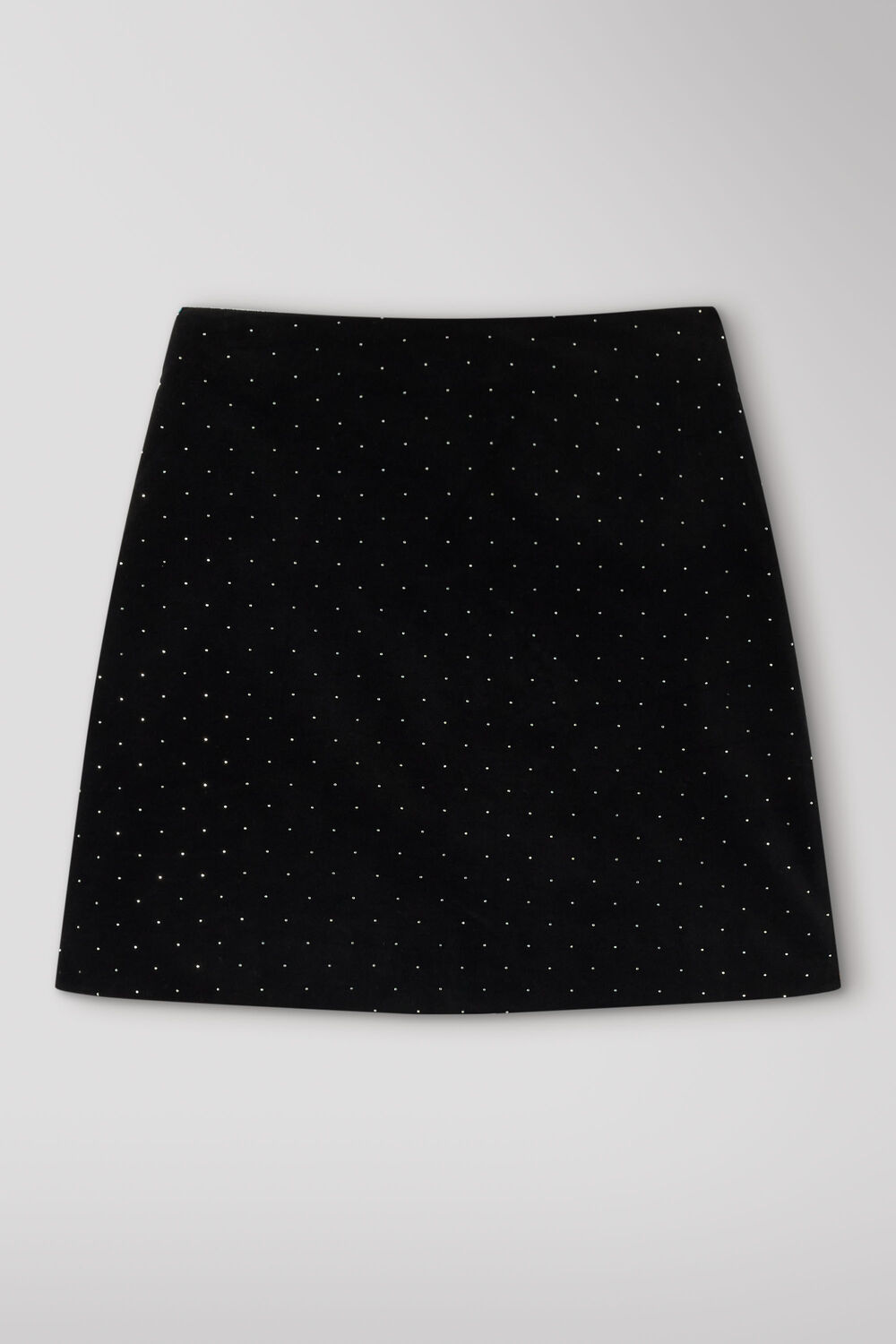 Black Hot Fix Velvet Mini Skirt