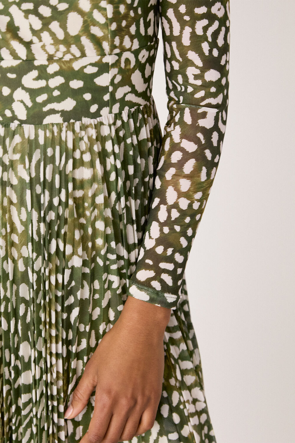 Green Animal Tiered Mesh Dress