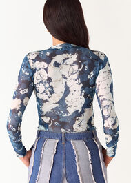 Batik Marble Gathered Mesh Top