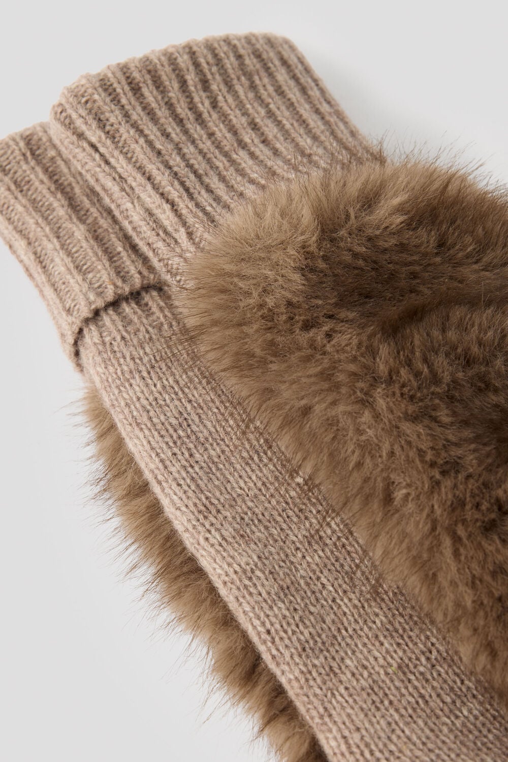 Faux Fur Knitted Mittens